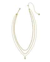 Kendra Scott Mini Elisa Triple Strand Necklace - Light Teal Opal