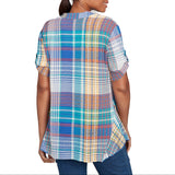 Ruby Rd. Womens Madres Plaid Short Sleeve Top