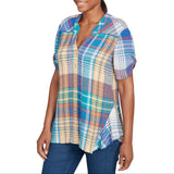 Ruby Rd. Womens Madres Plaid Short Sleeve Top