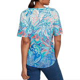 Ruby Rd. Womens Scoop Neck Paisley Short Sleeve Top