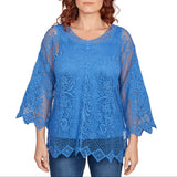 Ruby Rd. Womens Crochet Overlay Top