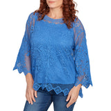 Ruby Rd. Womens Crochet Overlay Top