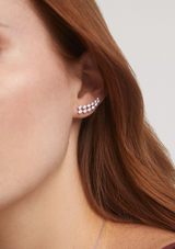 Nadri Cassi Silver Double Row Earrings