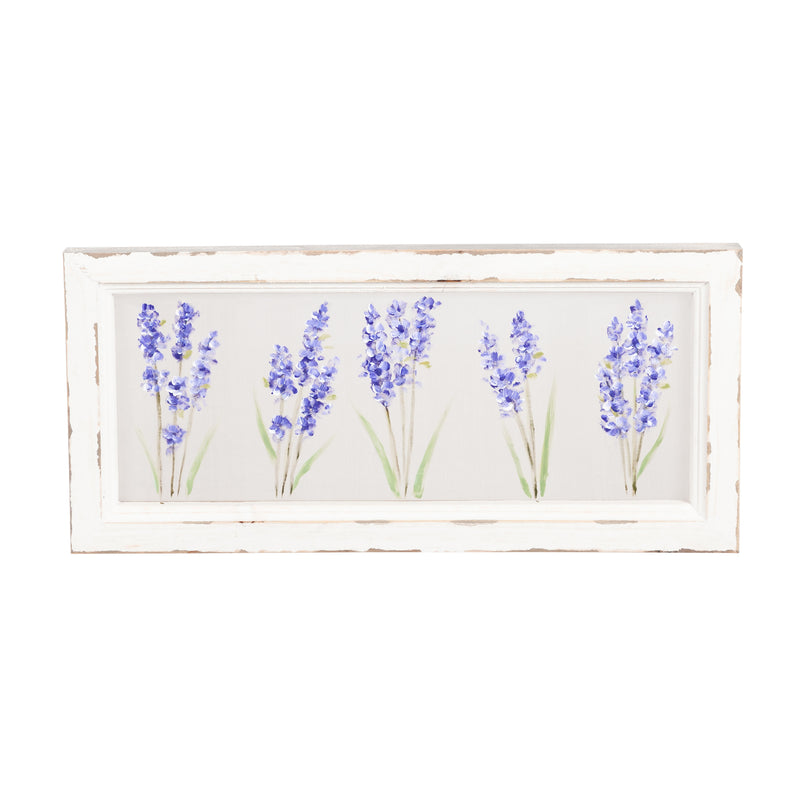 Evergreen 20"W x 9"H Lilacs Hand Painted Screen Wood Frame Wall Decor
