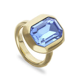 UNOde50 Gold-Plated Blue Crystal Ring - Size 9.5