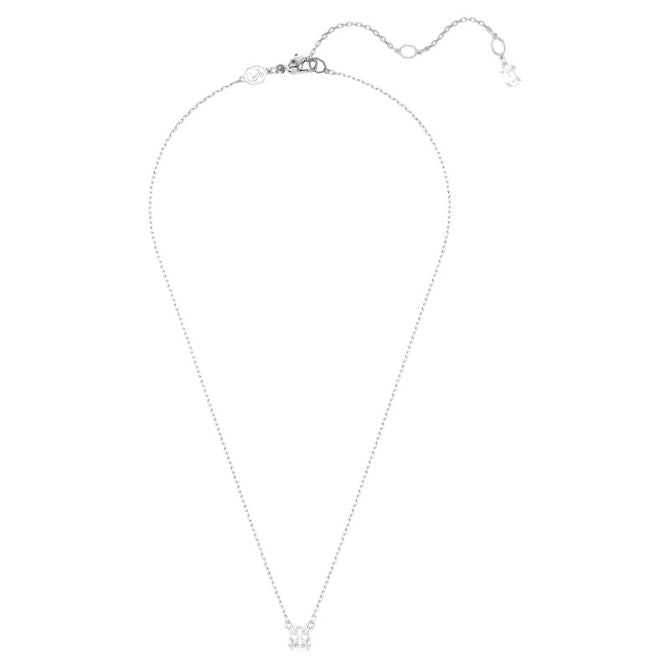 Swarovski Stilla Square Cut Pendant Necklace - White and Rhodium Plated