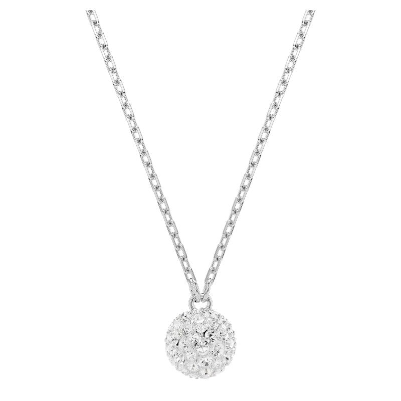 Swarovski Dextera Pendant Necklace, Round Cut, Sphere, White, Rhodium Plated