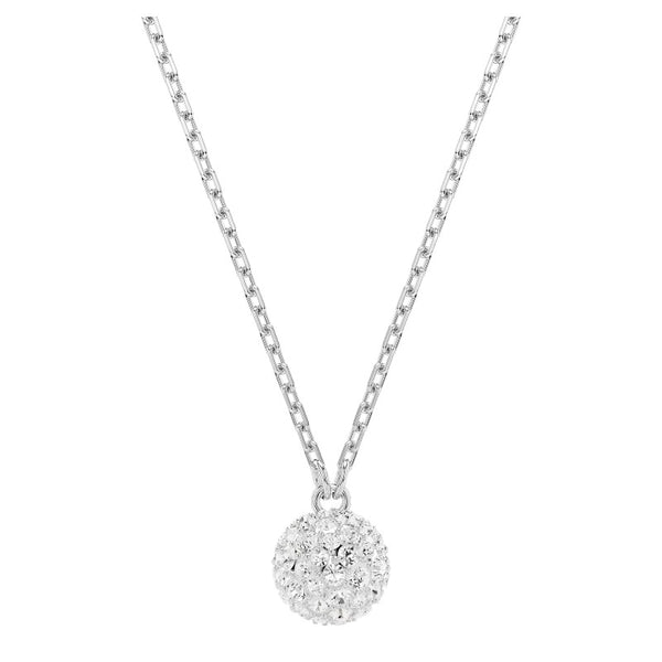 Swarovski Dextera Pendant Necklace, Round Cut, Sphere, White, Rhodium Plated