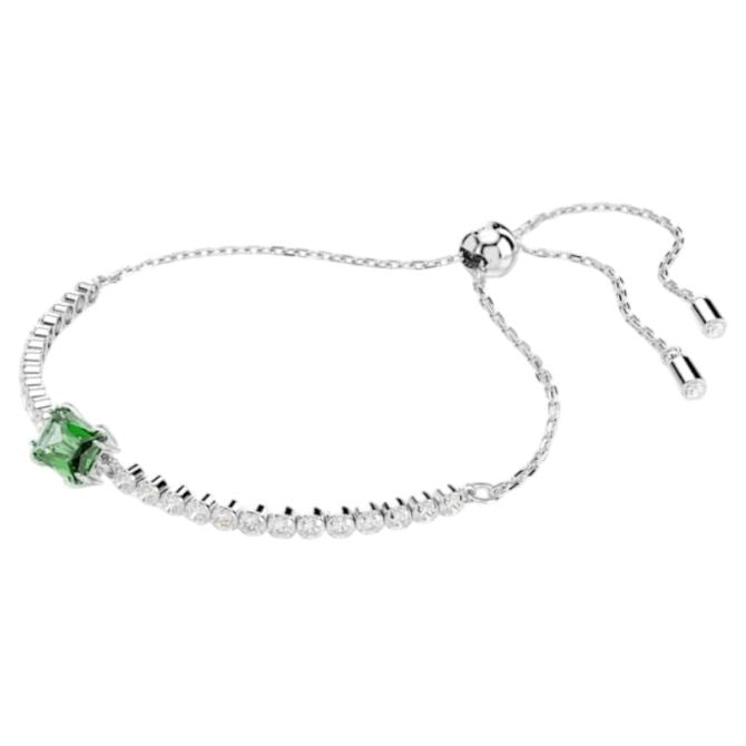 Swarovski Matrix Tennis Bracelet - Mixed Cuts, Green, Rhodium plated