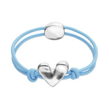 UNOde50 Blue Elastic Thread Silver Heart Charm Bracelet - Medium