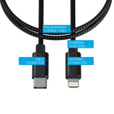 Phonesuit Novo Pro Lightning to USB C Cable - 60 Watt Fast Charger - 6ft