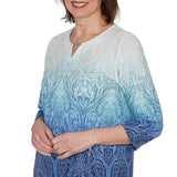 Alfred Dunner Womens Ombre Medallion Knit Top