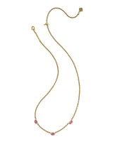Kendra Scott Mini Elisa Dark Fuchsia Three Stone Strand Necklace - Gold Plated