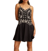 Lucky Brand Womens Embroidered Strappy Mini Dress