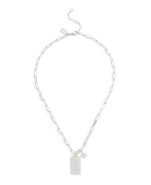 COACH Silver Quilted Cut Out Star Pendant Necklace