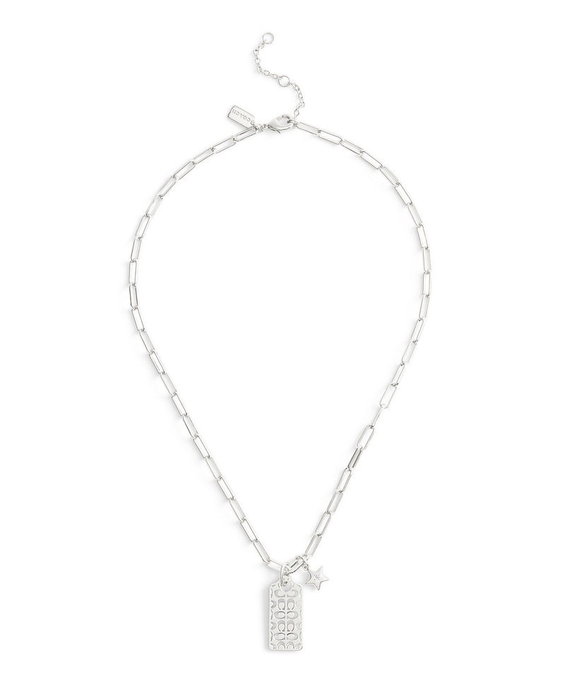 COACH Silver Quilted Cut Out Star Pendant Necklace