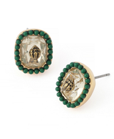 Kurt Geiger Yellow Crystal Square Stud Earrings
