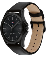 Tommy Hilfiger Mens Bruce 43mm Black Leather Strap Watch