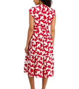 Nautica Womens Printed Tiered Band-Collar A-Line Dress