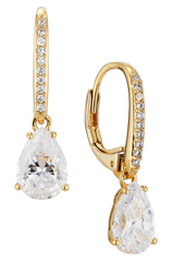 Nadri Modern Love Pear Cubic Zirconia Gold Drop Earrings