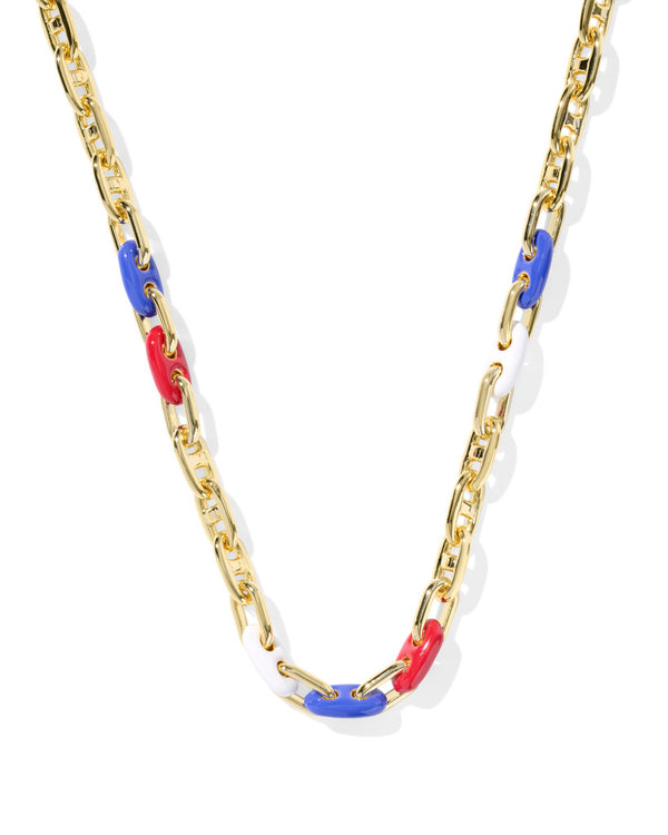 Kendra Scott Gold-Plated Bailey Red White & Blue Chain Necklace