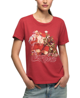 Lucky Brand Womens Coca Cola Santa Tree Graphic Retro T-Shirt