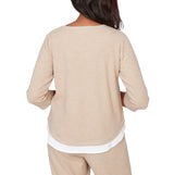 Ruby Rd. Womens Embellished Layered Hem Crew Neck Top