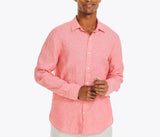 Nautica Mens Linen Solid Long Sleeve Button Down Shirt
