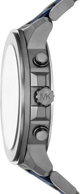 Michael Kors Mens Prescott Chronograph Blue Ceramic & Gunmetal Stainless Steel Watch