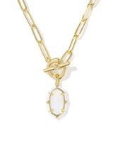 Kendra Scott Elisa Gold Enamel Link & Chain Necklace - Mother of Pearl