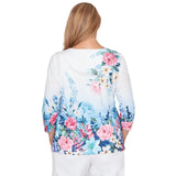 Ruby Road Womens Ombre Border Floral Lace Top