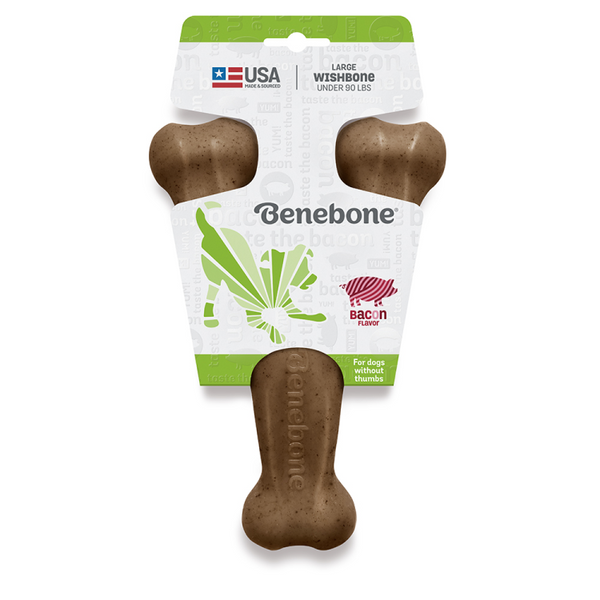 Benebone Bacon Wishbone Dog Chew Toy - Size Large