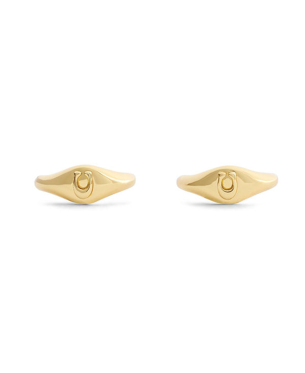 COACH Gold Signature Signet Huggie Earrings
