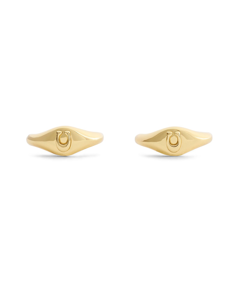COACH Gold Signature Signet Huggie Earrings