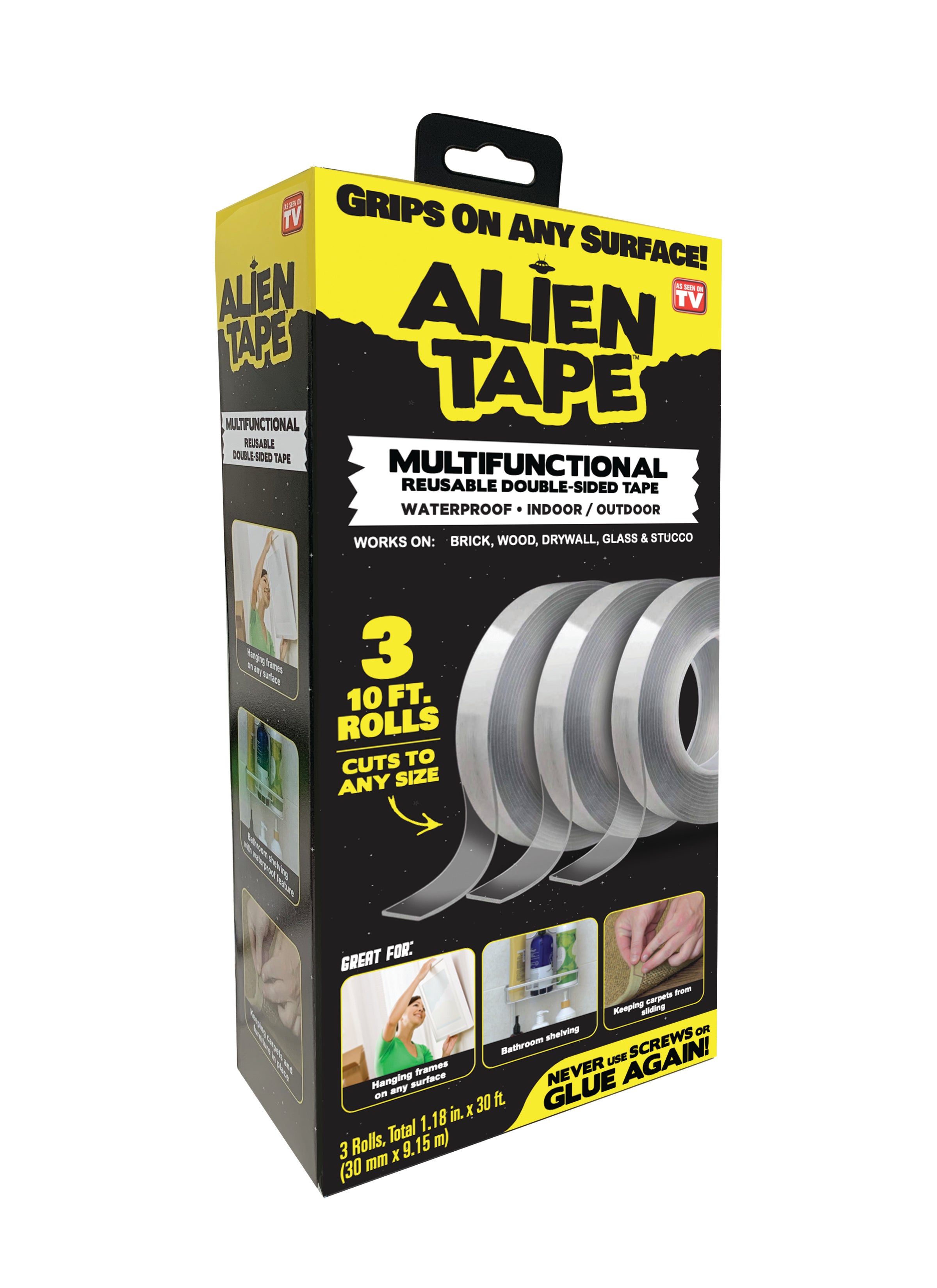 As Seen On TV Alien Tape 10 ft. Multi-Surface Tape Reusable Double-Sided - 3 Pack