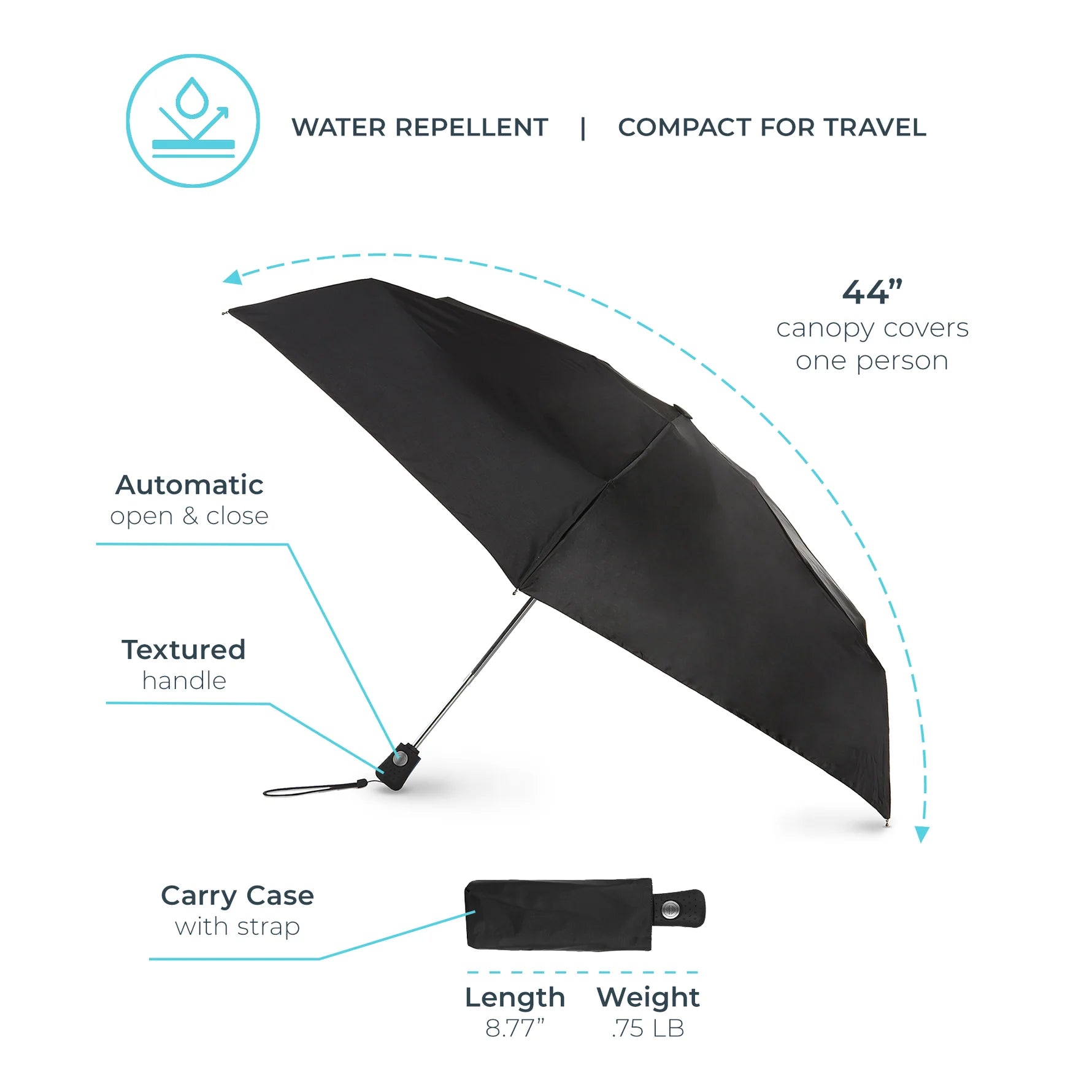 Totes Travel-Sized Folding Umbrella