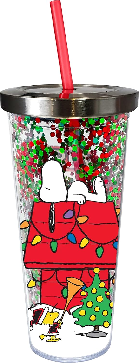 Spoontiques Snoopy Glitter Filled Acrylic Tumbler - 20 oz.