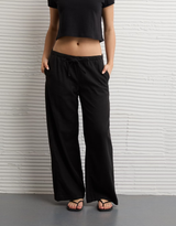 American Eagle Womens AE Low-Rise Linen-Blend Pull-On Pants