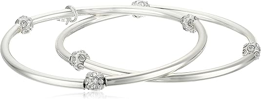 Nine West Silver-Tone Boxed Bangle Bracelet - Set Of 2