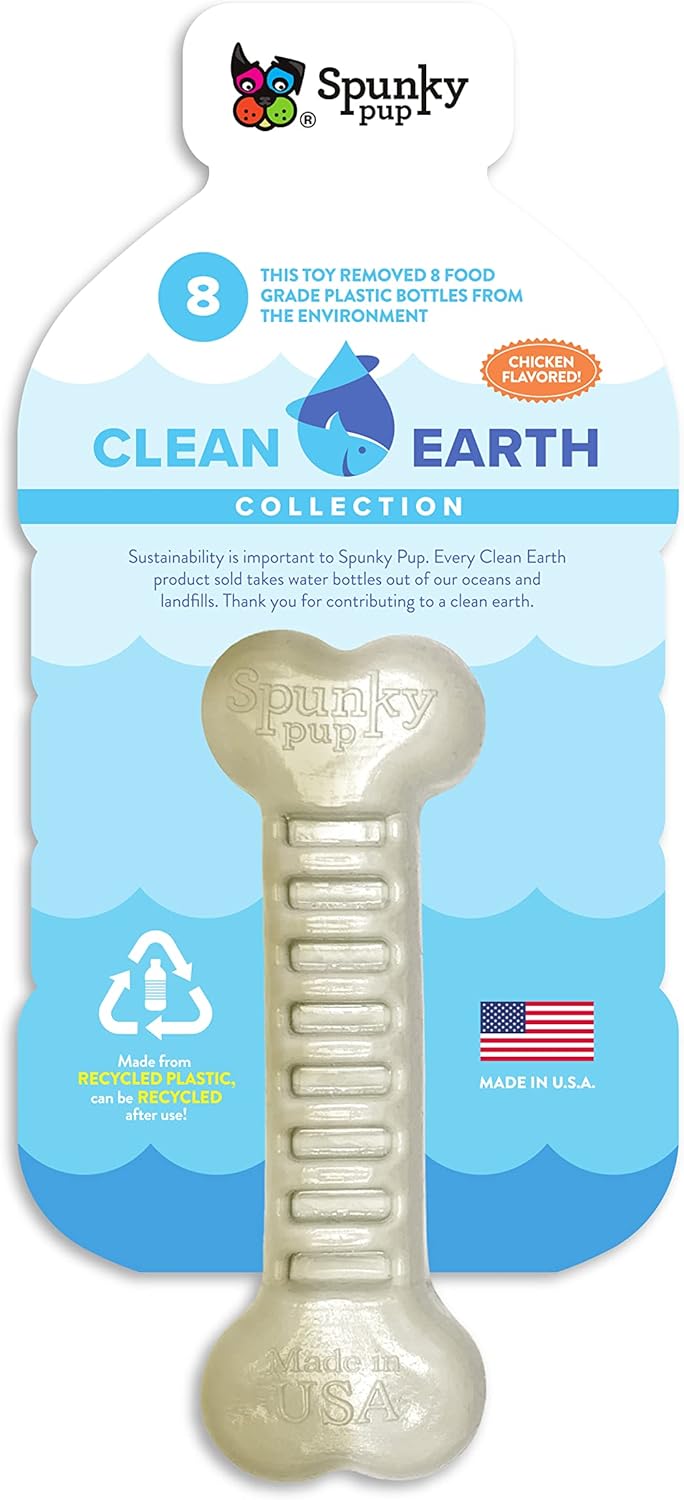 Spunky Pup Clean Earth Hard Dog Chew Toy - Bone