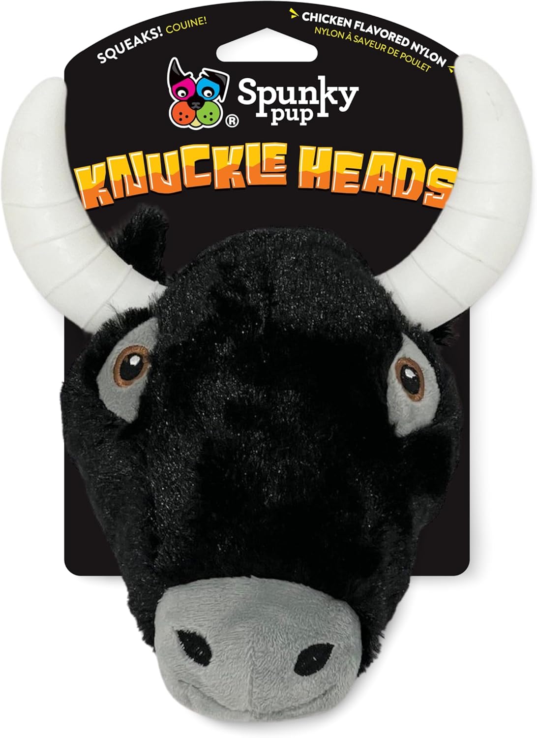 Spunky Pup Knucklehead Durable Plush & Chew Dog Toy - Bull