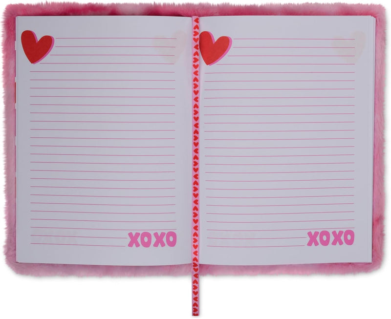 ISCREAM Plush Fur Book-Bound Lined-Page Applique Accent Journal