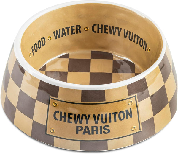 Haute Diggity Dog Checker Chewy Vuiton Dog Bowl - Medium