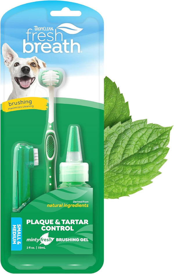 TropiClean Fresh Breath Toothbrush Kit for Small & Medium Dogs
