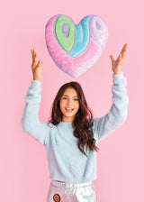 ISCREAM Plush Pastels Love Embroidered Heart Shaped Pillow