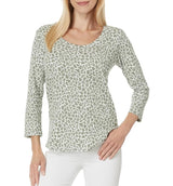 Tommy Bahama Womens Ashby Isles Safari Spots 3/4-Sleeve T-Shirt