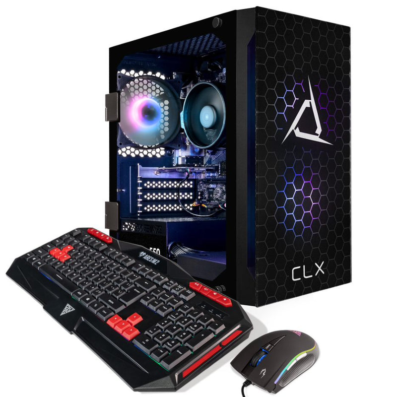 CLX SET Gaming Desktop - AMD Ryzen 5 5600G 3.9GHz 6-Core Processor, 8GB DDR4 Memory, Radeon Vega 7 1GB Shared Graphics, 500GB M.2 NVMe SSD, WiFi, Black CLX Edition Spear MicroATX Tower RGB Fans, Windows 11 Home 64-bit