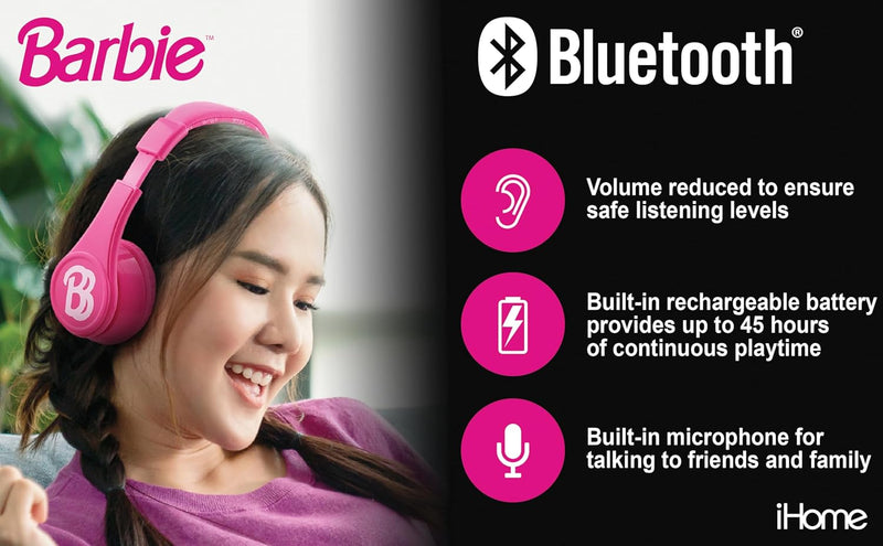 ekids Barbie Bluetooth Wireless Headphones