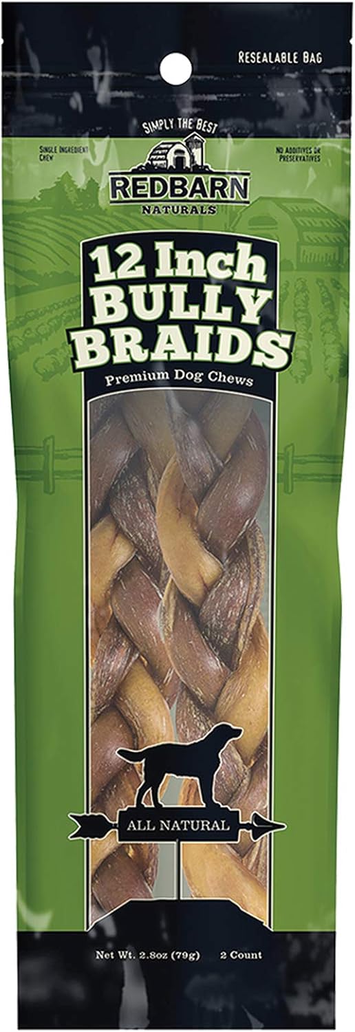 Redbarn All-Natural Braided Bully Sticks - 12"