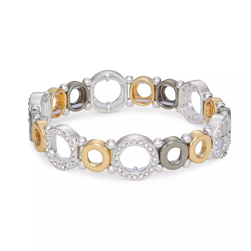 Nine West Tri-Tone Circle Stretch Bracelet